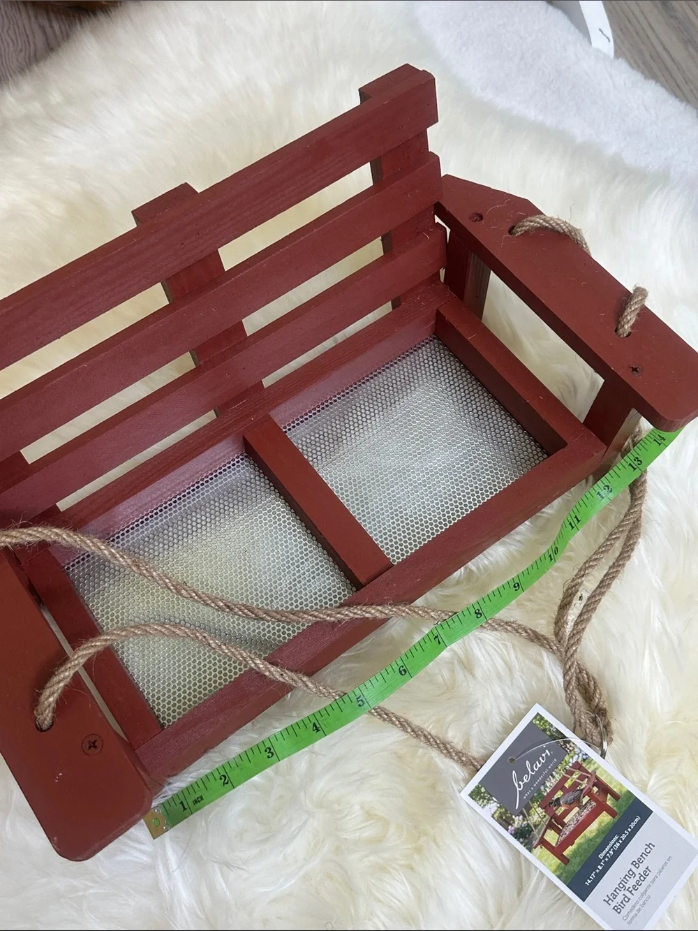 🆕NWT Belavi Rust Red Hanging Bench Bird Feeder